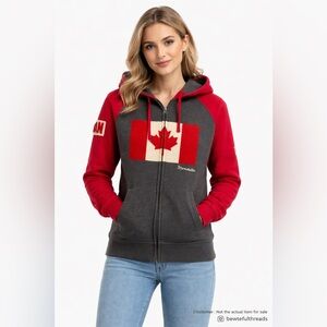 Mondetta Canada Flag Varsity Full Zip Hoodie Small Fits Women’s M